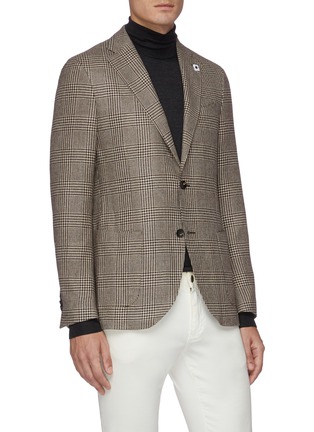 Front View - Click To Enlarge - LARDINI - Notch lapel houndstooth check wool blazer