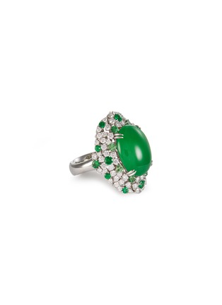 Main View - Click To Enlarge - SAMUEL KUNG - Diamond jade garnet 18k white gold ring