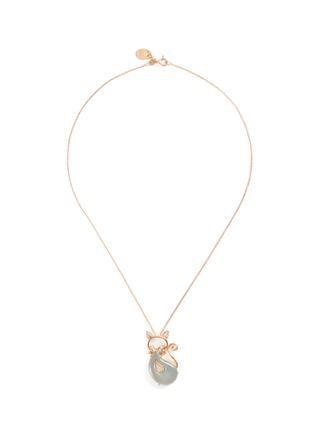 Main View - Click To Enlarge - SAMUEL KUNG - Diamond jade 18k rose gold cat pendant necklace
