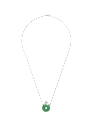 Main View - Click To Enlarge - SAMUEL KUNG - Diamond jade 18k white gold pendant necklace