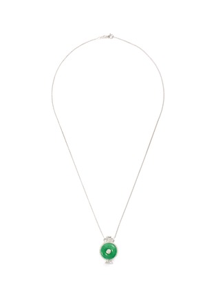Main View - Click To Enlarge - SAMUEL KUNG - Diamond jade 18k white gold pendant necklace