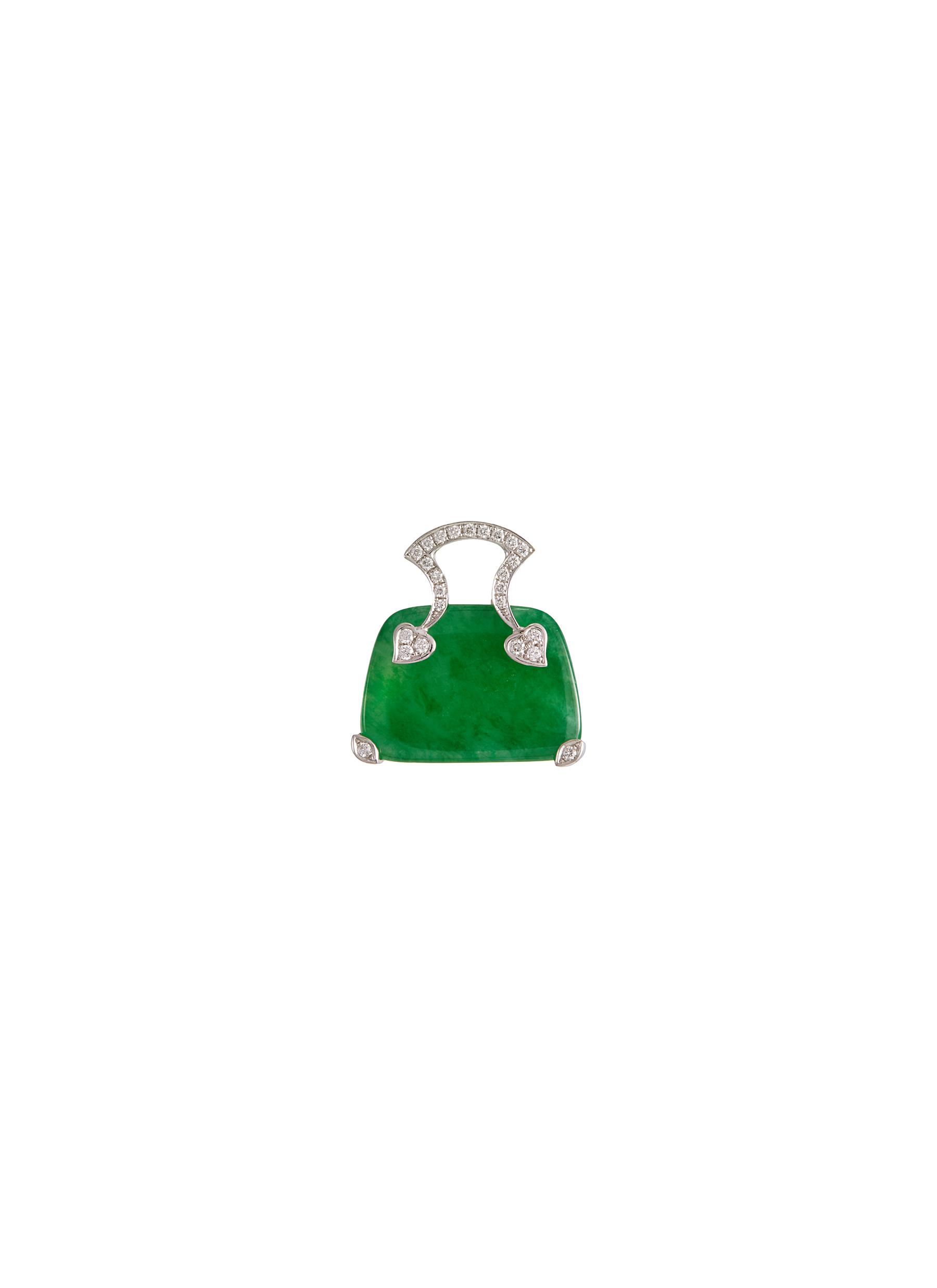 Diamond jade 18k white gold pendant
