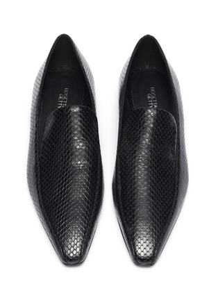 Detail View - Click To Enlarge - ROSETTA GETTY - Point toe snake embossed leather loafers