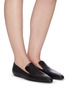 Figure View - Click To Enlarge - ROSETTA GETTY - Point toe snake embossed leather loafers