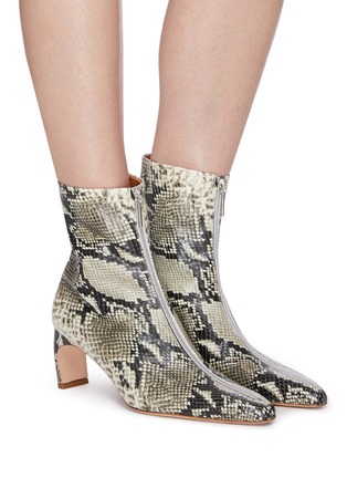 Figure View - Click To Enlarge - ROSETTA GETTY - Zip front snake embossed leather ankle boots
