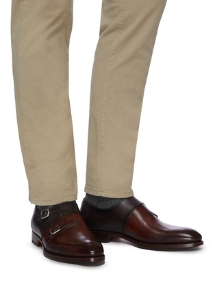 Figure View - Click To Enlarge - MAGNANNI - Leather dual-toned double monk strap shoes