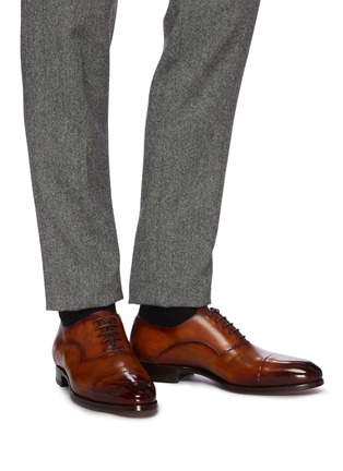 Figure View - Click To Enlarge - MAGNANNI - Leather round toe wholecut oxford shoes