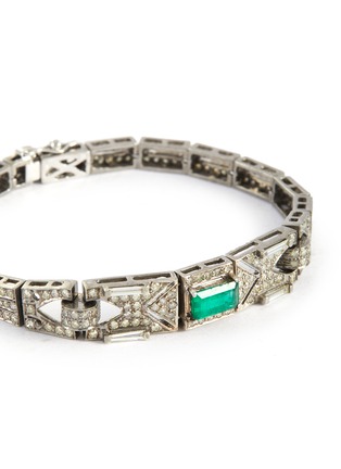 Detail View - Click To Enlarge - TUKKA - Victorian' diamond emerald gold silver set bracelet