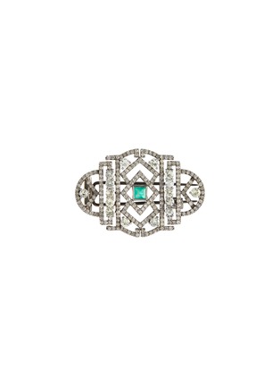 Main View - Click To Enlarge - TUKKA - Art Deco' diamond emerald gold silver brooch