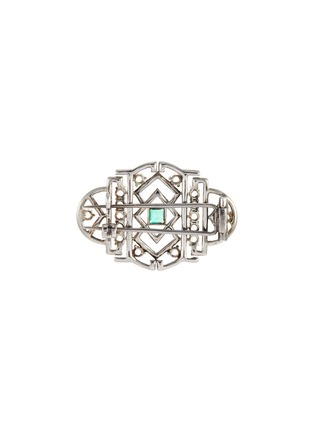 Figure View - Click To Enlarge - TUKKA - Art Deco' diamond emerald gold silver brooch