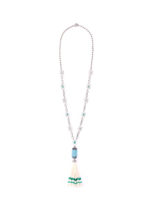 Main View - Click To Enlarge - TUKKA - Diamond pearl emerald aquamarine embellished necklace