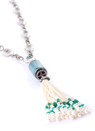 Figure View - Click To Enlarge - TUKKA - Diamond pearl emerald aquamarine embellished necklace