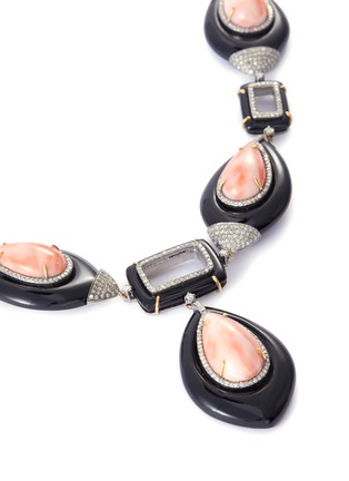 Figure View - Click To Enlarge - TUKKA - Art Deco' Diamond onyx coral necklace