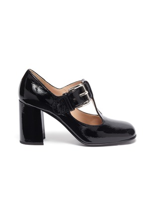 Main View - Click To Enlarge - MIU MIU - Block heel patent leather Mary Jane pumps