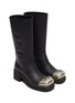 Figure View - Click To Enlarge - MIU MIU - Studded captoe leather platform boots