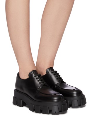 Figure View - Click To Enlarge - PRADA - Chunky thunder sole leather oxford shoes