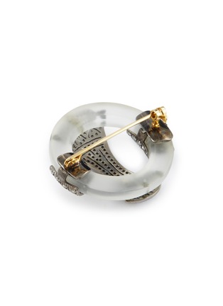 Detail View - Click To Enlarge - TUKKA - 'Art Deco' diamond crystal gold silver pin