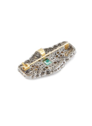 Detail View - Click To Enlarge - TUKKA - 'Victorian' diamond emerald gold silver brooch