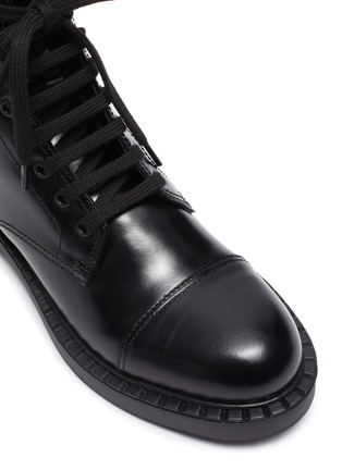 Detail View - Click To Enlarge - PRADA - Spazzolato leather combat boots