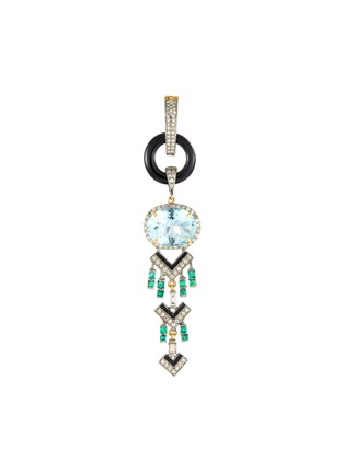 Main View - Click To Enlarge - TUKKA - 'Art Deco' diamond emerald aquamarine gold and silver brooch