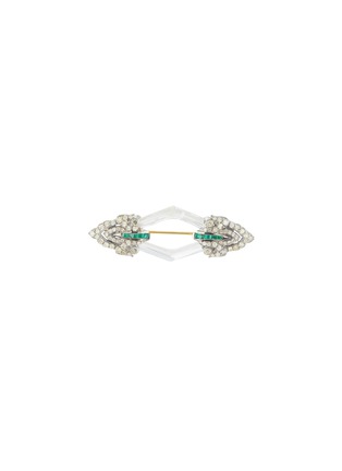 Main View - Click To Enlarge - TUKKA - 'Art Deco' diamond emerald crystal gold and silver brooch