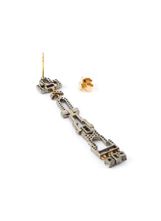 Detail View - Click To Enlarge - TUKKA - 'Art Deco' diamond onyx gold silver earrings