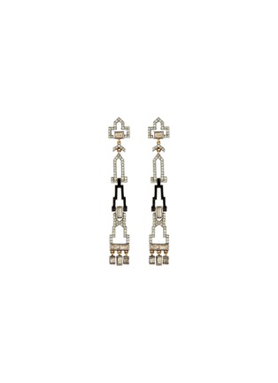 Main View - Click To Enlarge - TUKKA - 'Art Deco' diamond onyx gold silver earrings