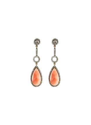 Main View - Click To Enlarge - TUKKA - Diamond coral silver dangling earrings