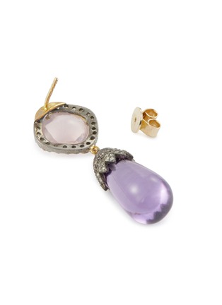 Detail View - Click To Enlarge - TUKKA - Diamond amethyst quartz gold and silver dangling earrings