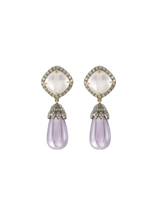 Main View - Click To Enlarge - TUKKA - Diamond amethyst quartz gold and silver dangling earrings