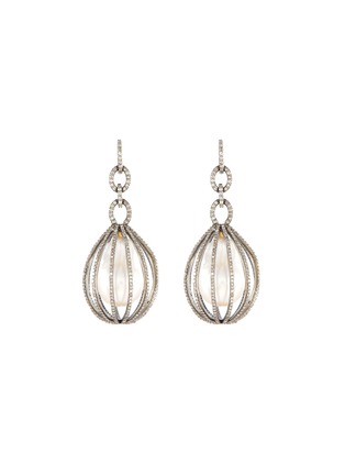 Main View - Click To Enlarge - TUKKA - Diamond south sea pearl gold and silver cage earrings