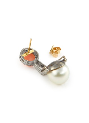 Detail View - Click To Enlarge - TUKKA - Diamond pearl coral silver earrings
