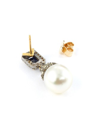 Detail View - Click To Enlarge - TUKKA - Diamond pearl sapphire silver earrings