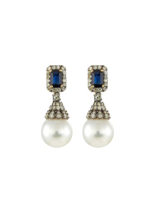 Main View - Click To Enlarge - TUKKA - Diamond pearl sapphire silver earrings
