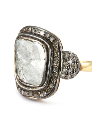 Detail View - Click To Enlarge - TUKKA - 'Polki' diamond gold and silver ring