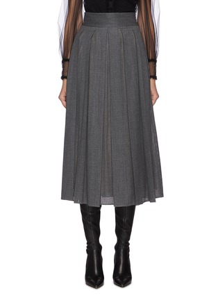 Main View - Click To Enlarge - FENDI - Micro perforated pleat wool midi skirt