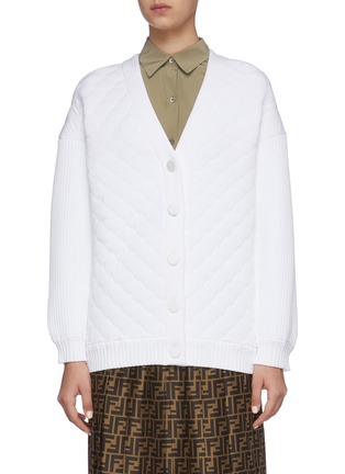 Main View - Click To Enlarge - FENDI - Quilted V-neck button cardigan