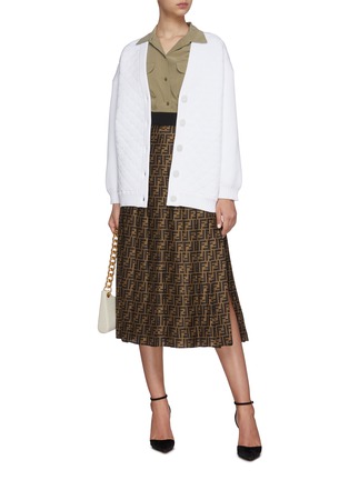 Figure View - Click To Enlarge - FENDI - Quilted V-neck button cardigan