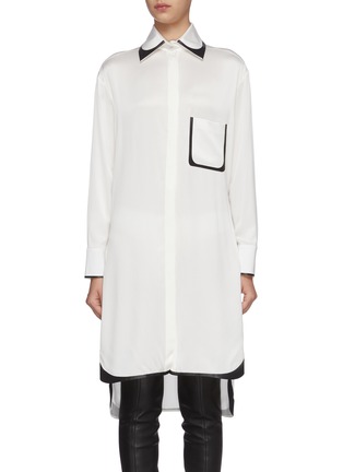 Main View - Click To Enlarge - FENDI - Contrast trim long sleeve silk shirt dress