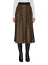 Main View - Click To Enlarge - FENDI - Monogram print knit waistband pleated silk midi skirt
