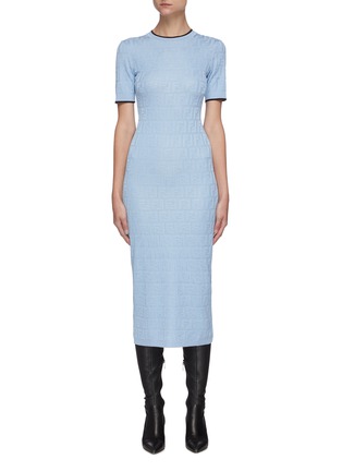Main View - Click To Enlarge - FENDI - Anagram embossed knit sleeveless dress