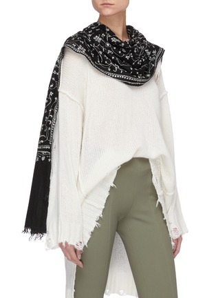 Figure View - Click To Enlarge - AKEE INTERNATIONAL - Floral embroidered handwoven pashmina stole scarf