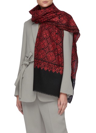 Figure View - Click To Enlarge - AKEE INTERNATIONAL - Floral embroidered handwoven pashmina shawl