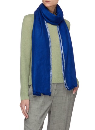 Figure View - Click To Enlarge - AKEE INTERNATIONAL - Embroidered border stole scarf