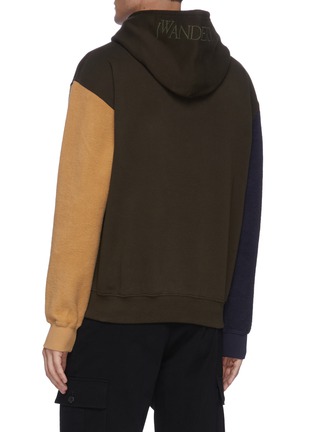 Back View - Click To Enlarge - JW ANDERSON - Anchor embroidered brush fleece inside out hoodie