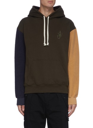 Main View - Click To Enlarge - JW ANDERSON - Anchor embroidered brush fleece inside out hoodie