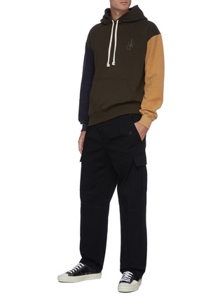 Figure View - Click To Enlarge - JW ANDERSON - Anchor embroidered brush fleece inside out hoodie