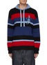 Main View - Click To Enlarge - JW ANDERSON - Anchor embroidered stripe drawstring hoodie