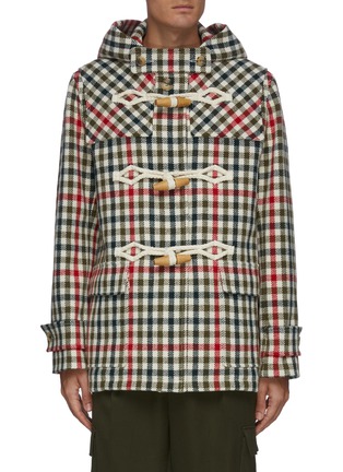 Main View - Click To Enlarge - JW ANDERSON - Check print hooded wool blend duffle coat