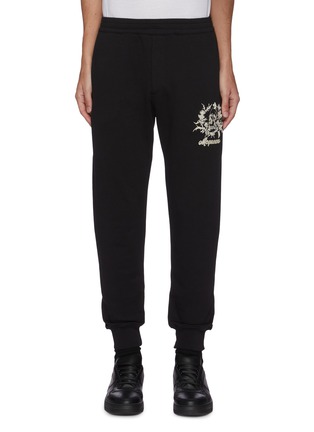 Main View - Click To Enlarge - ALEXANDER MCQUEEN - Skull floral embroidered patch jogging pants